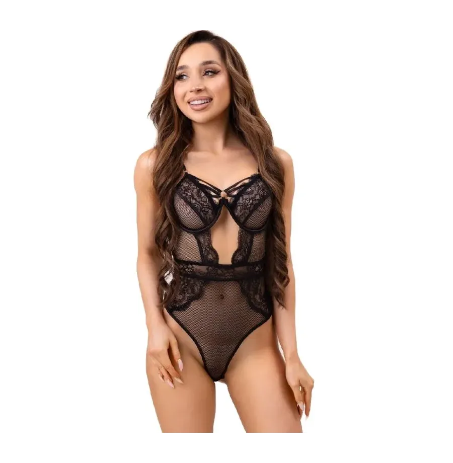 LIVCO CORSETTI FASHION - PAULA LC 20209 BODY MIT SPITZENVERZIERUNGEN SCHWARZ L-XL