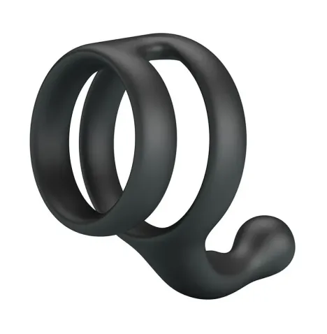 CRAZY BULL - YANCY DOUBLE COCK AND BALL RING BLACK