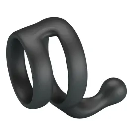 CRAZY BULL - YANCY ANILLO DOBLE PARA PENE Y TESTÍCULOS SILICONA NEGRO