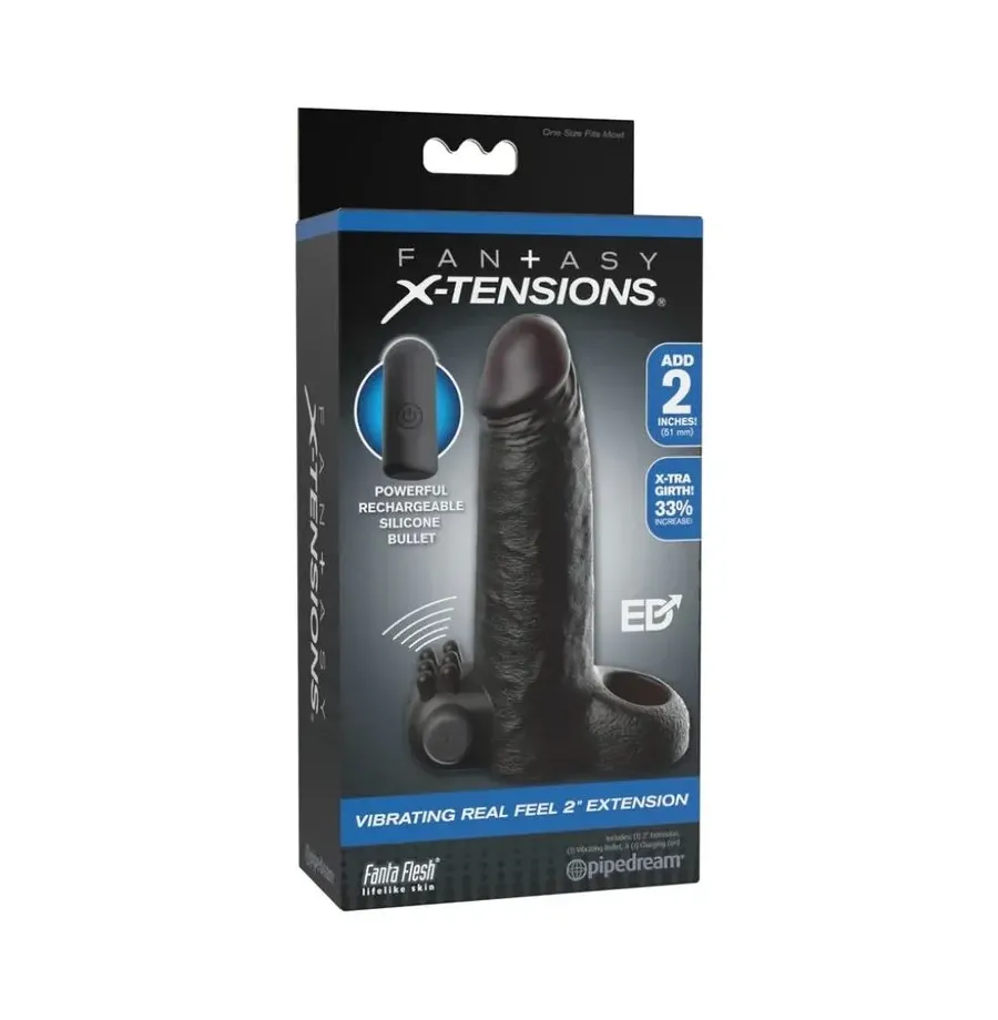 FANTASY X-TENSIONS - VIBRANTE REALISTICO MANICOTTO PER PENE DA 5 CM, NERO FANTASY X-TENSIONS - VIBRANTE REALISTICO MANICOTTO PER PENE DA 5 CM, NERO