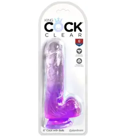 KING COCK - CLEAR PÉNIS RÉALISTE AVEC BOULES 13.5 CM VIOLET