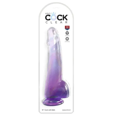 KING COCK - CLEAR GODE TESTICULES 19 CM VIOLET