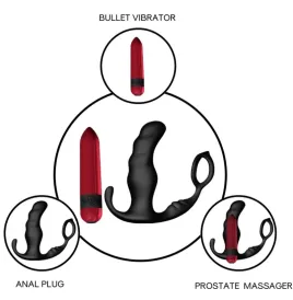 ARMONY - VIBRATORE ANALE PROSTATA KNIGHT E TELECOMANDO ANELLO NERO