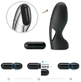 PRETTY LOVE - ALAN SILICONE FINGER VIBRATOR BLACK
