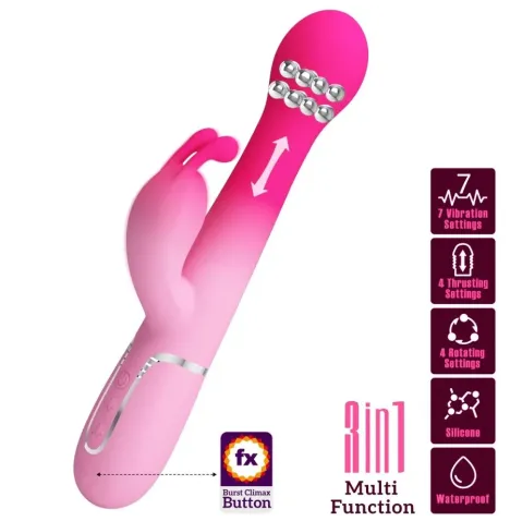 PRETTY LOVE - DEJON VIBRADOR RABBIT 3 EN 1 MULTIFUNCIÓN ROSA