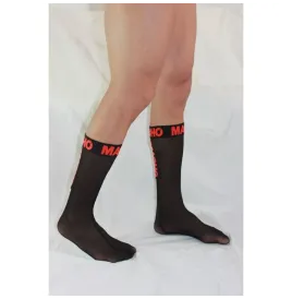 MACHO - THIN SOCKS ONE SIZE BLACK-RED