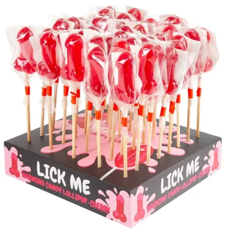 SECRETPLAY - LECCA-LECCA A FORMA DI PENE DI CARAMELLE ALLA CILIEGIA CON EFFETTO CALORE PICCANTE (40 UNITÀ)