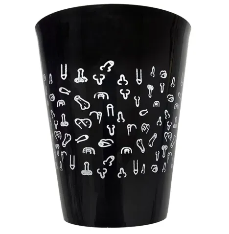 DIABLO PICANTE - VASO NEGRO 500 ML CON PENES BLANCOS