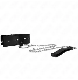 KINK - COLLAR CON CORREA 65 CM CON TACHUELAS PLATEADAS MODELO 2 AJUSTABLE 36-43 CM X 5 CM