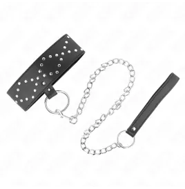 KINK - COLLAR CON CORREA 65 CM CON TACHUELAS PLATEADAS MODELO 3 AJUSTABLE 36-43 CM X 5 CM