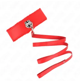KINK - NECKLACE WITH LEASH 116 CM WITH SILVER STUDS MODEL 4 RED ADJUSTABLE 40-48 CM X 6 CM