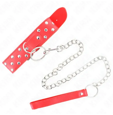 KINK - COLLAR CON CORREA 65 CM REMACHE ANILLA ROJO AJUSTABLE 36-50 CM X 3.8 CM