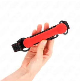 KINK - BONE GAG CON CINTURINO IN SIMILPELLE ROSSO REGOLABILE 41-57 CM