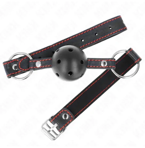 KINK - BALL GAG HOLLOW HARD NERO MODELLO 2 65 x 2,5 CM