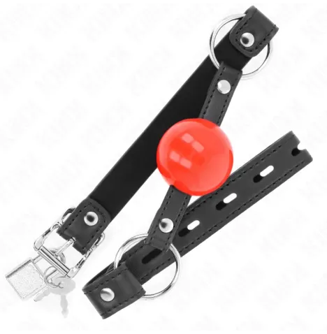 KINK - BALL 4 CM GAG CON SERRATURA SFERA ROSSA CINTURINO NERO 60 x 2 CM
