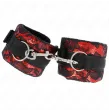 KINK - MUÑEQUERAS CORTAS DE ENCAJE TERCIOPELO Y UNIÓN DE NYLON ROJO-NEGRO 23 X 6.5 CM