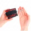KINK - SHORT VELVET LACE WRIST RESTRAINTS AND NYLON BIND RED - BLACK 23 X 6.5 CM