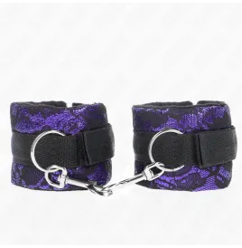KINK - RESISTENZA DA POLSO CORTA IN PIZZO DI VELLUTO E FASCIA IN NYLON VIOLA-NERO 23 X 6,5 CM