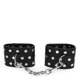 KINK - APPAREILS DE RETENUE POIGNETS AVEC FERMETURE PRESSION PLEINE DE RIVETS NOIR AJUSTABLE 19-24 CM X 5,5 CM