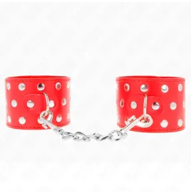 KINK - RESISTENZA DA POLSO CON CHIUSURA A SCATTO COMPLETA DI RIVETTI ROSSO REGOLABILE 19-24 CM X 5,5 CM