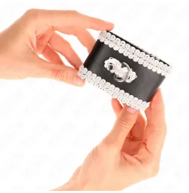 KINK - APPUI-POIGNETS NOIR AVEC DENTELLE DÉCORÉE BLANCHE RÉGLABLE 20-23 CM X 5,5 CM