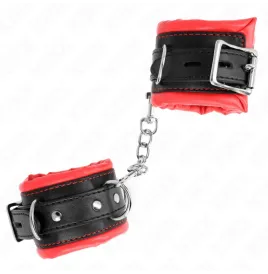 KINK - SCHWERE HANDGELENKSFESSELN MIT ROTEM PELZFUTTER, VERSTELLBAR 20-30 CM X 6 CM