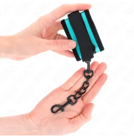 KINK - TENUTA DA POLSO IN NYLON CON GANCIO E LOOP NERO-BLU REGOLABILE 18-32 CM X 5 CM