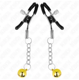KINK - PINZAS PARA PEZONES CON COLGANTE DE CASCABEL DORADO 6 CM