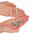 KINK - LUMINOUS SKULL NIPPLE CLAMPS WITH RING BELLS ADJUSTABLE GREEN - SILVER