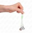 KINK - PINZAS PARA PEZONES LUMINOSAS FORMA CALABERA CON CASCABEL SONORO AJUSTABLE VERDE - PLATEADO KINK - PINZAS PARA PEZONES LUMINOSAS FORMA CALABERA CON CASCABEL SONORO AJUSTABLE VERDE - PLATEADO