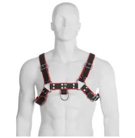 LEATHER BODY - CATENA HARNESS III NERO - ROSSO