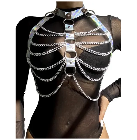 SUBBLIME - 953737 BRUSTGURT MIT RINGEN UND KETTEN SILBER EINE GRÖSSE