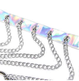 SUBBLIME - 953737 CHEST HARNESS WITH RINGS AND CHAINS SILVER ONE SIZE