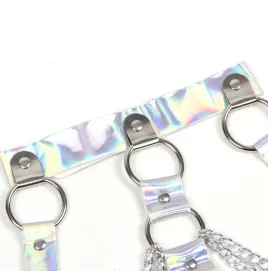 SUBBLIME - 953737 CHEST HARNESS WITH RINGS AND CHAINS SILVER ONE SIZE