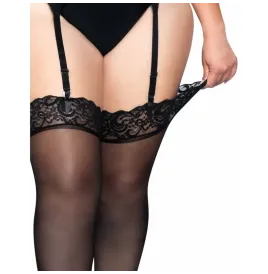 LEG AVENUE - OUTLET - SCHWARZE NYLONSTRÜMPFE MIT SPITZENABSCHLUSS PLUS