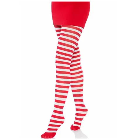 LEG AVENUE - WEISS-ROT GESTREIFTE STRUMPFHOSEN