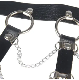SUBBLIME - PETTORALE CATENE IN PELLE NERA TAGLIA UNICA