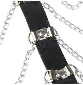 SUBBLIME - HARNAIS POITRINE CHAÎNE S EN CUIR NOIR TAILLE UNIQUE