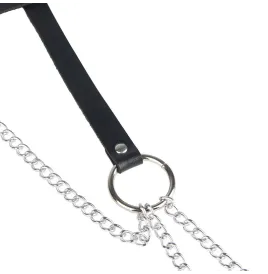 SUBBLIME - ANELLO IN PELLE CATENA CINTURA NERA TAGLIA UNICA