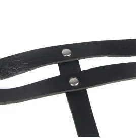 SUBBLIME - ANELLO IN PELLE CATENA CINTURA NERA TAGLIA UNICA