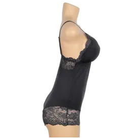 SUBBLIME - TEDDY DÉTAIL DENTELLE FLORALE NOIR L-XL