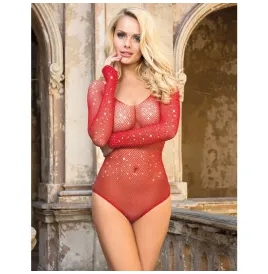 SUBBLIME - 952303 BODY LUCIDO CON SPALLE SCOPERTE MANICA LUNGA ROSSO TAGLIA UNICA