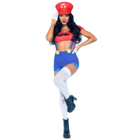 LEG AVENUE - COSTUME SEXY MARIO BROS ROSSO-BLU M