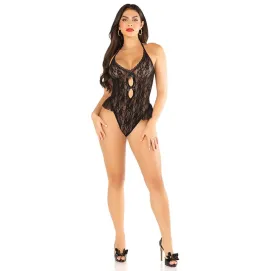 LEG AVENUE - BODY AVEC NOEUD ET VOLANTS NOIR TAILLE UNIQUE
