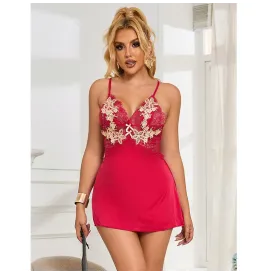 SUBBLIME - 954123 BABYDOLL AVEC DESSIN FLORAL ROUGE S-M