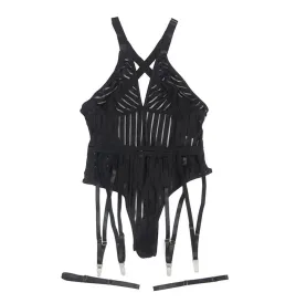 SUBBLIME - 954154 BODY WITH GARTER BELT BLACK L-XL