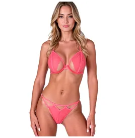 PASSION - RESILQUE REGGISENO PERIZOMA ROSSO POMODORO L-XL