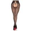 LEG AVENUE - 1966 NETZSTRUMPFHOSE MIT OFFENEM SCHRITT, SCHWARZ - EINHEITSGRÖSSE
