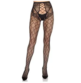 LEG AVENUE - 1966 NETZSTRUMPFHOSE MIT OFFENEM SCHRITT, SCHWARZ - EINHEITSGRÖSSE