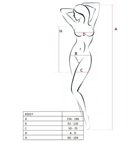 PASSION - FEMME BS027 BODYSTOCKING ROUGE STYLE ROBE TAILLE UNIQUE
